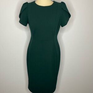 Calvin Klein Green Tulip/puff Sleeve Sheath Dress